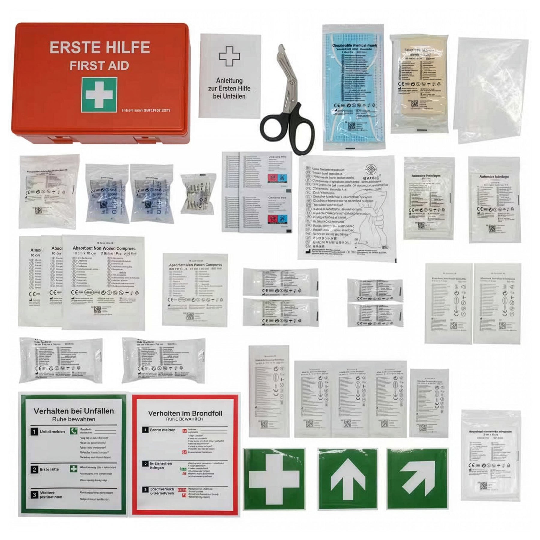 First Aid Kit | DIN 13157:2021 | First Aid Box with Wall Mount & ISO Stickers