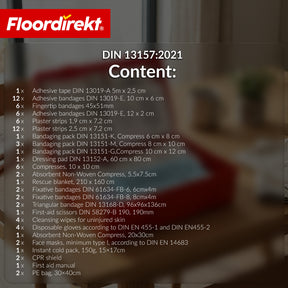 First Aid Kit | DIN 13157:2021 | First Aid Box with Wall Mount & ISO Stickers