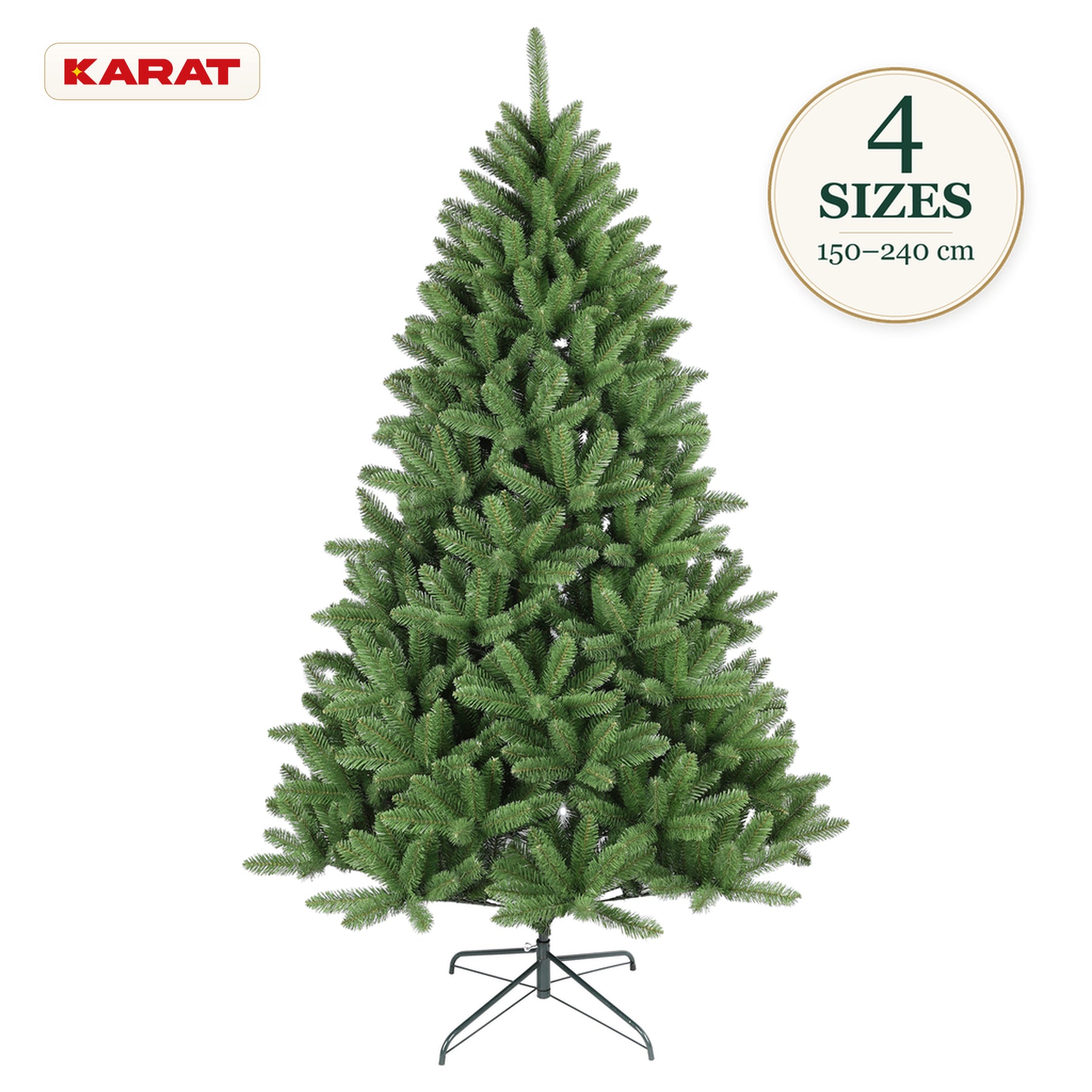 Artificial Christmas Tree | Evergreen | Dense Fir Look with Metal Stand | 150–240 cm