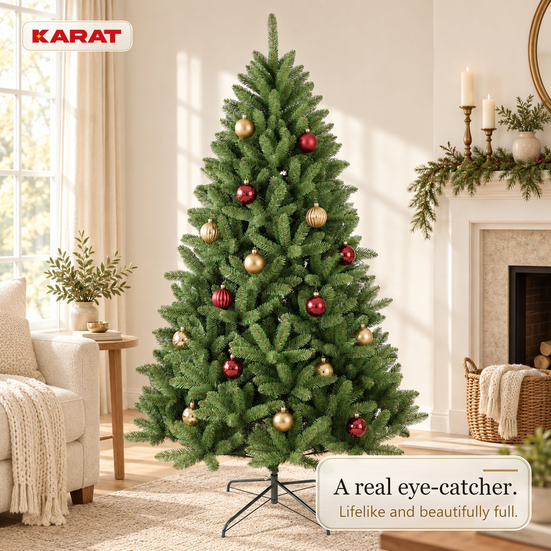 Artificial Christmas Tree | Evergreen | Dense Fir Look with Metal Stand | 150–240 cm