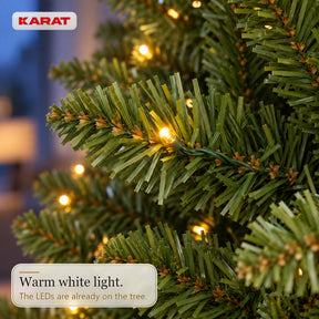 Sztuczna choinka z oświetleniem LED | Evergreen | Ciepłe białe LED & metalowy stojak | 150–240 cm