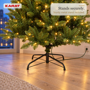Sztuczna choinka z oświetleniem LED | Evergreen | Ciepłe białe LED & metalowy stojak | 150–240 cm