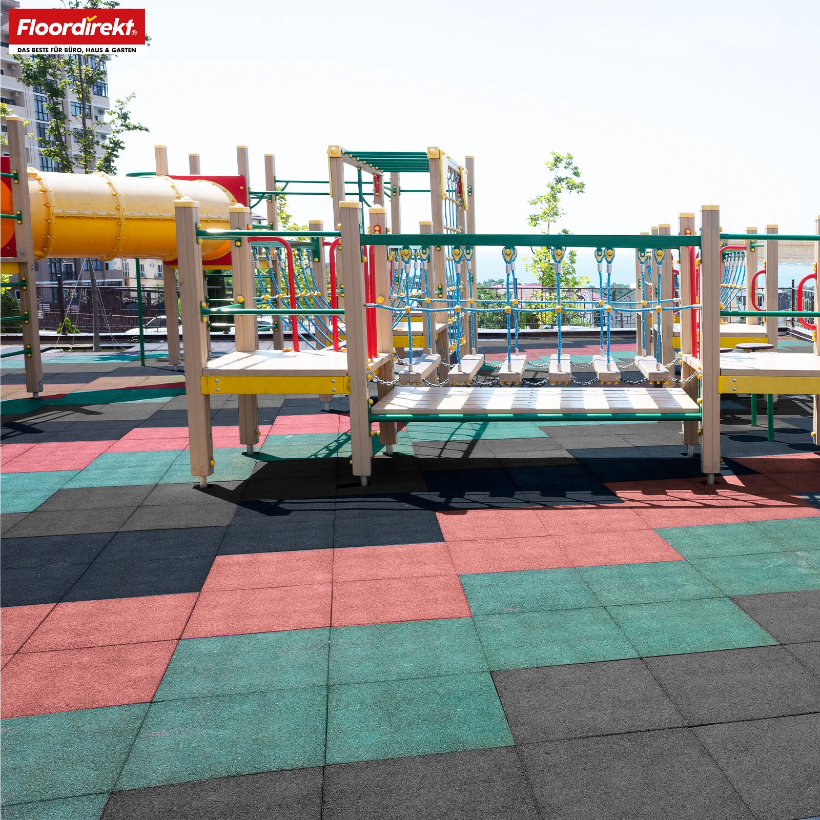 Fall protection mat | Play Protect | Non-slip, robust rubber floor protection | Various thicknesses and colours | 50 x 50 cm