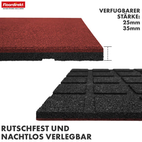 Fall protection mat | Play Protect | Non-slip, robust rubber floor protection | Various thicknesses and colours | 50 x 50 cm