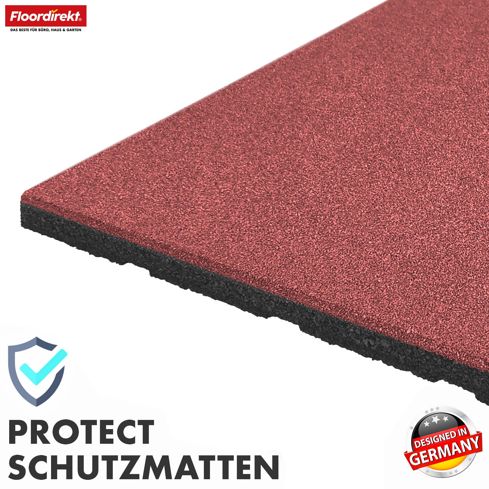 Fall protection mat | Play Protect | Non-slip, robust rubber floor protection | Various thicknesses and colours | 50 x 50 cm