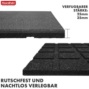 Fall protection mat | Play Protect | Non-slip, robust rubber floor protection | Various thicknesses and colours | 50 x 50 cm