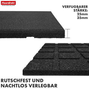 Fall protection mat | Play Protect | Non-slip, robust rubber floor protection | Various thicknesses and colours | 50 x 50 cm
