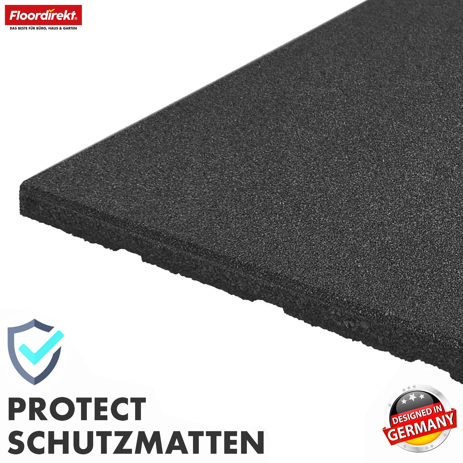 Fall protection mat | Play Protect | Non-slip, robust rubber floor protection | Various thicknesses and colours | 50 x 50 cm