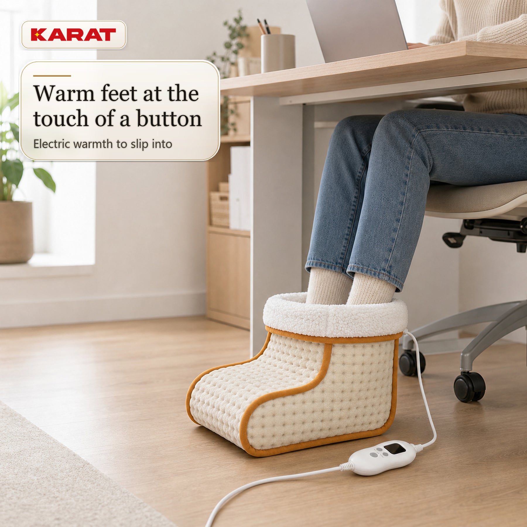 Electric Foot Warmer | Fjord | 6 Heat Settings up to 55 °C, Timer & Sherpa Lining | 4 Colours