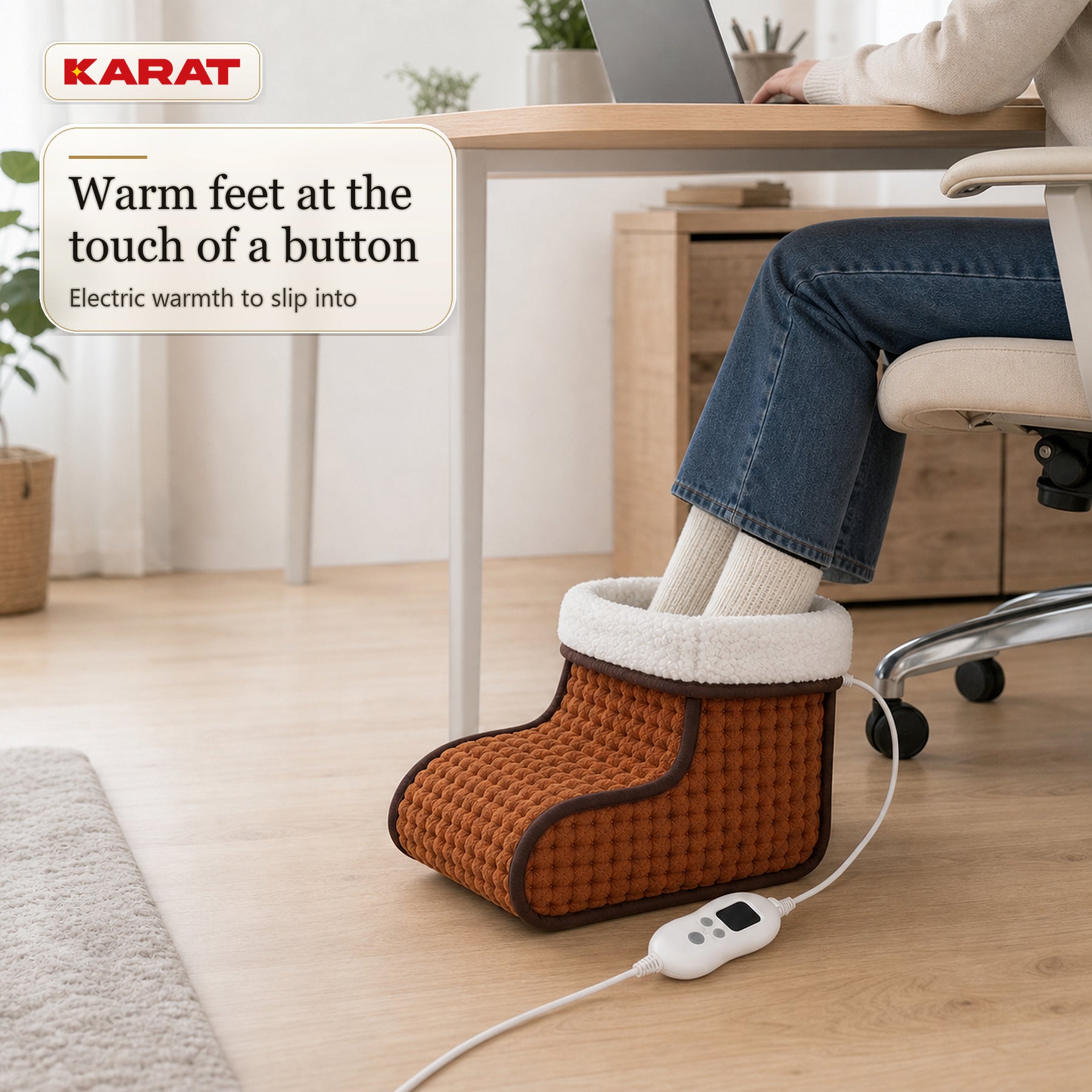 Electric Foot Warmer | Fjord | 6 Heat Settings up to 55 °C, Timer & Sherpa Lining | 4 Colours