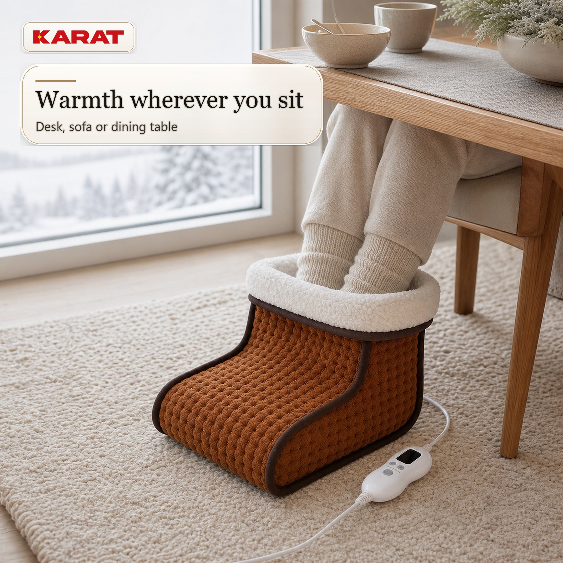 Electric Foot Warmer | Fjord | 6 Heat Settings up to 55 °C, Timer & Sherpa Lining | 4 Colours