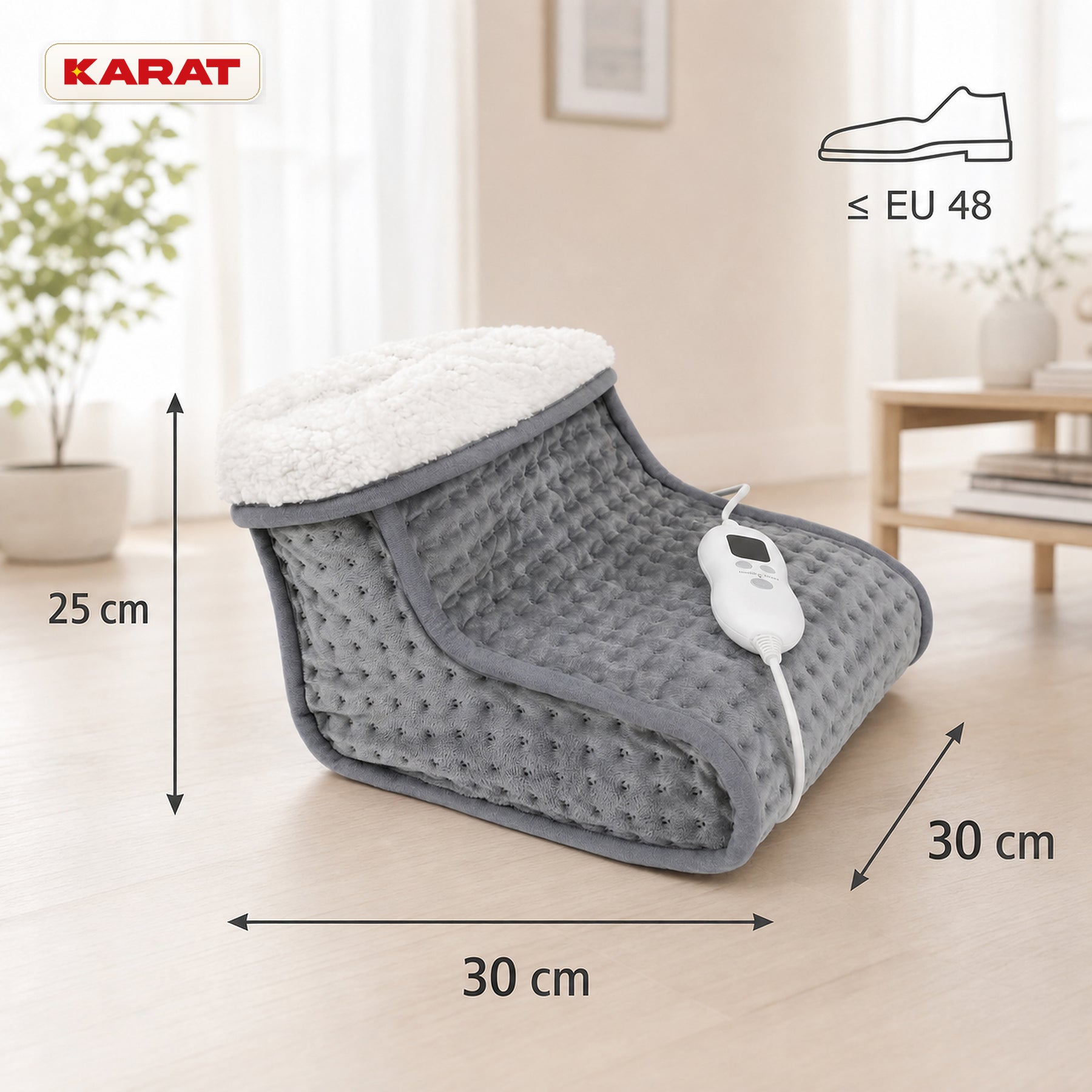 Electric Foot Warmer | Fjord | 6 Heat Settings up to 55 °C, Timer & Sherpa Lining | 4 Colours