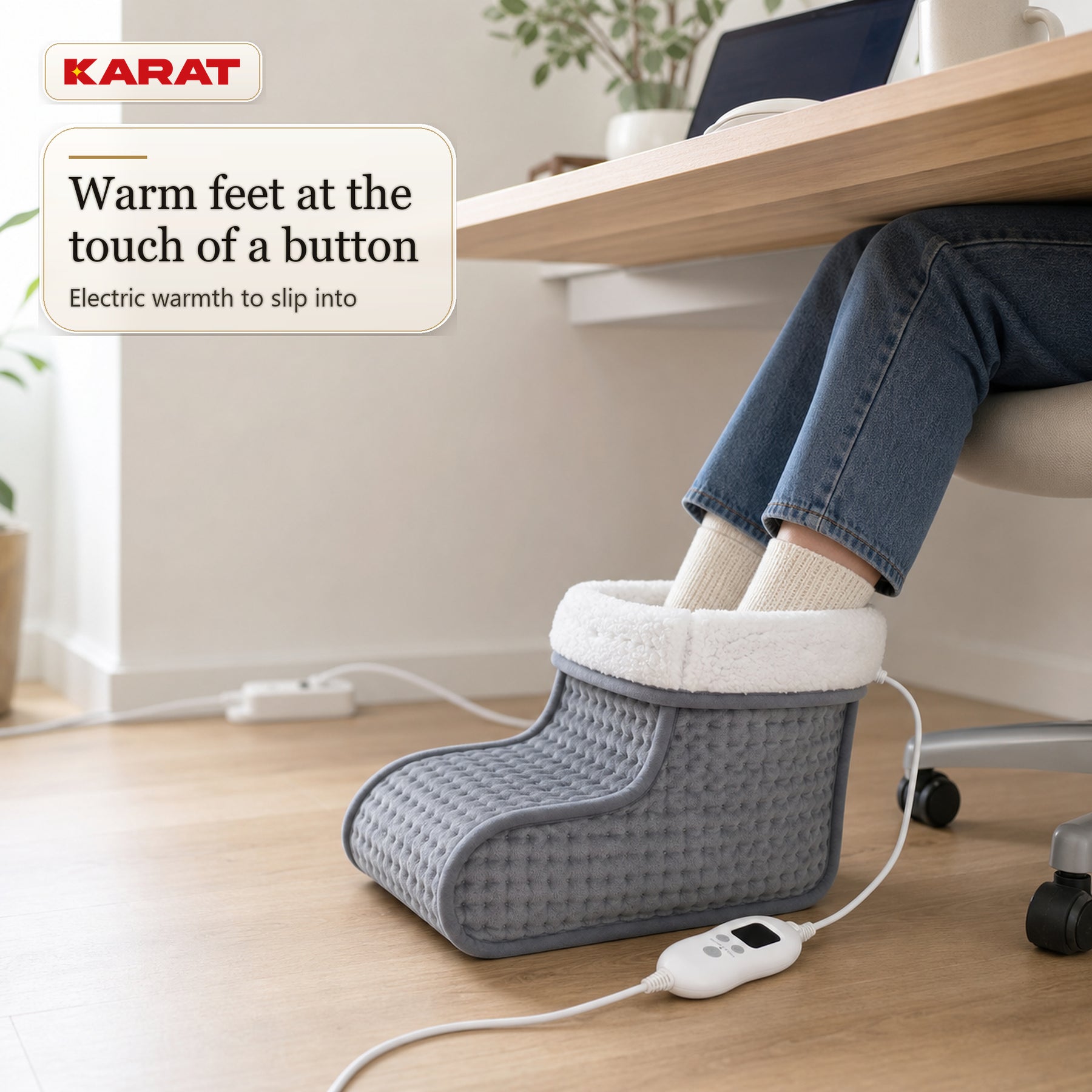 Electric Foot Warmer | Fjord | 6 Heat Settings up to 55 °C, Timer & Sherpa Lining | 4 Colours