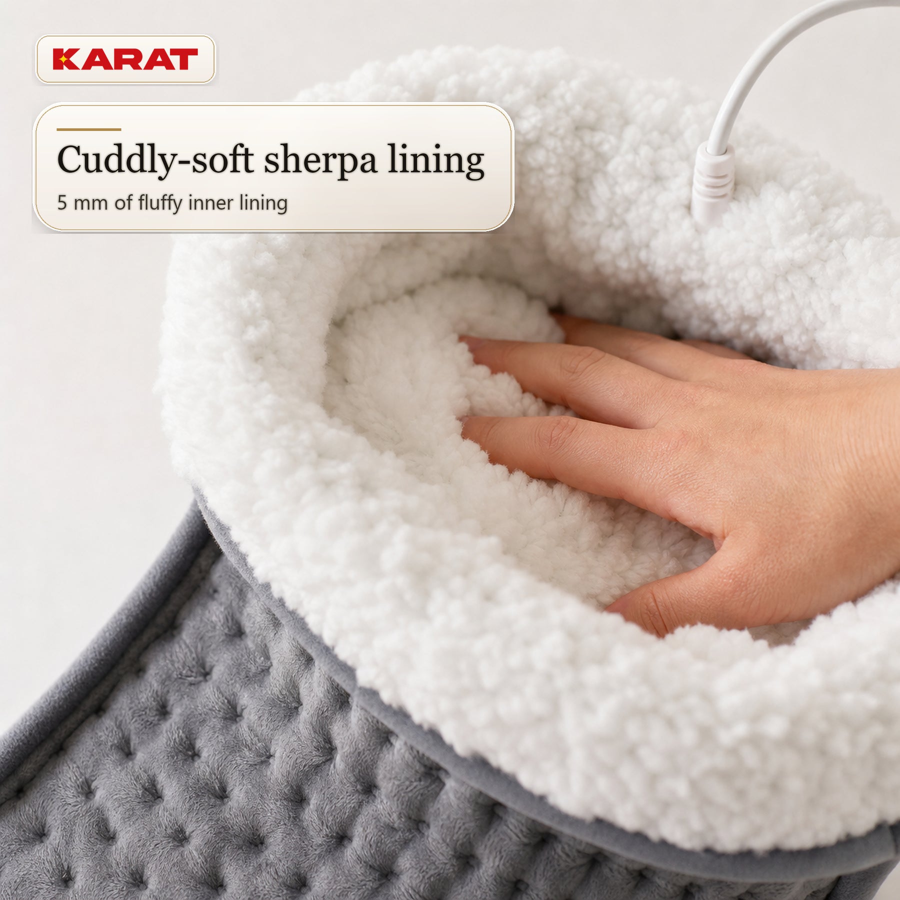 Electric Foot Warmer | Fjord | 6 Heat Settings up to 55 °C, Timer & Sherpa Lining | 4 Colours