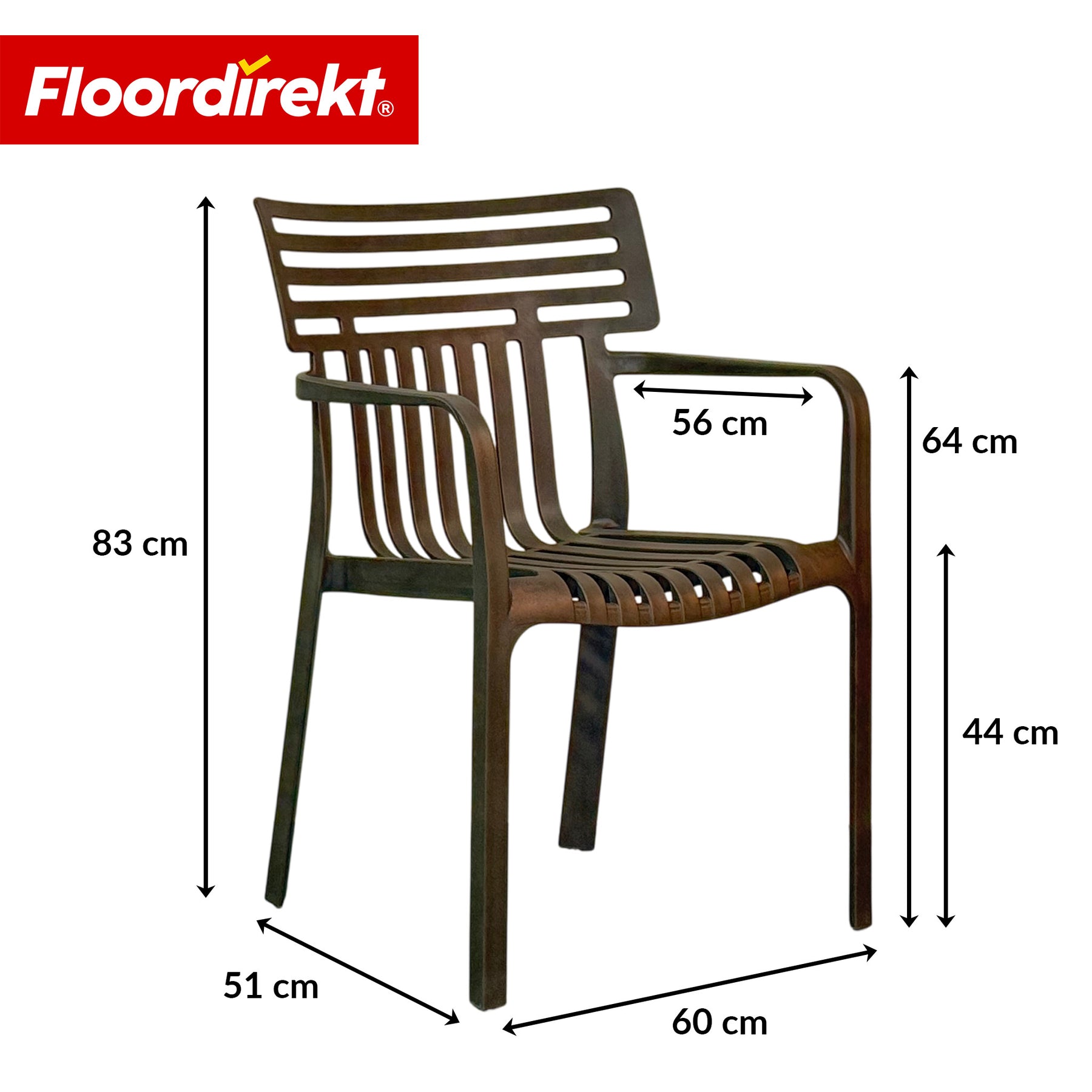 Garden Chair | Sitwell | Stackable Design Chair, Weatherproof & UV Resistant for Garden, Balcony & Patio