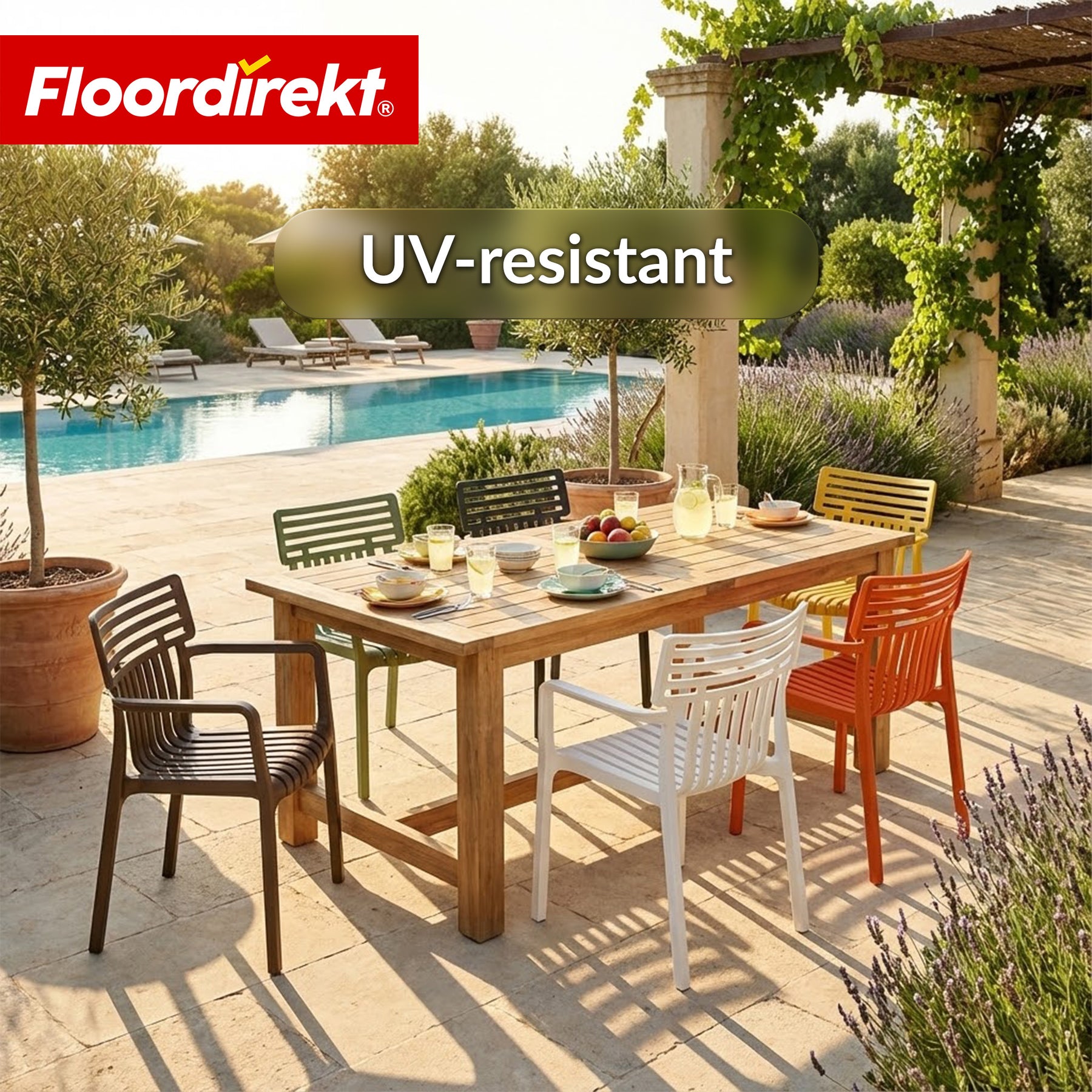 Garden Chair | Sitwell | Stackable Design Chair, Weatherproof & UV Resistant for Garden, Balcony & Patio