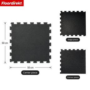 Rubber Interlocking Tile | Durable Floor Protection Mat for Fitness Equipment & Work Areas | 50 x 50 cm