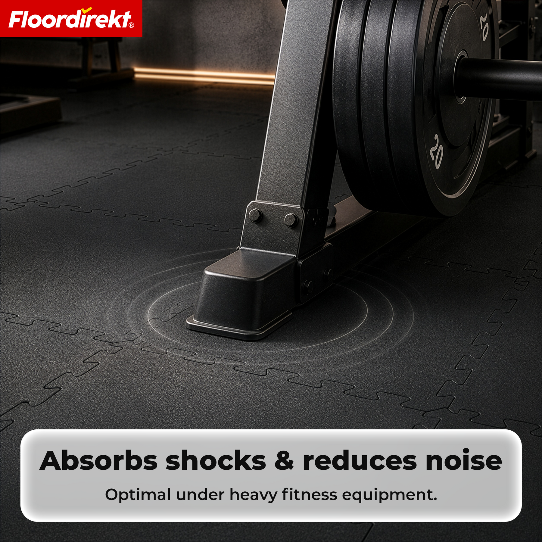 Rubber Interlocking Tile | Durable Floor Protection Mat for Fitness Equipment & Work Areas | 50 x 50 cm