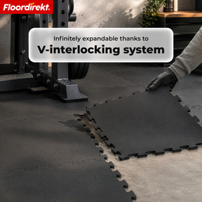 Rubber Interlocking Tile | Durable Floor Protection Mat for Fitness Equipment & Work Areas | 50 x 50 cm
