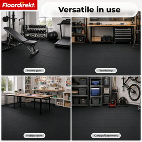 Rubber Interlocking Tile | Durable Floor Protection Mat for Fitness Equipment & Work Areas | 50 x 50 cm