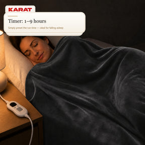 Electric Heated Blanket | Borea | 6 Heat Settings up to 55 °C, LCD Controller & Timer | 3 Sizes & 7 Colours