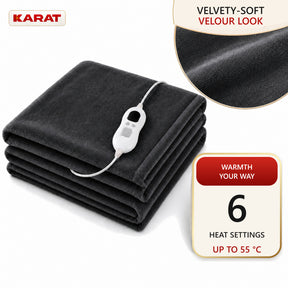 Electric Heated Blanket | Borea | 6 Heat Settings up to 55 °C, LCD Controller & Timer | 3 Sizes & 7 Colours