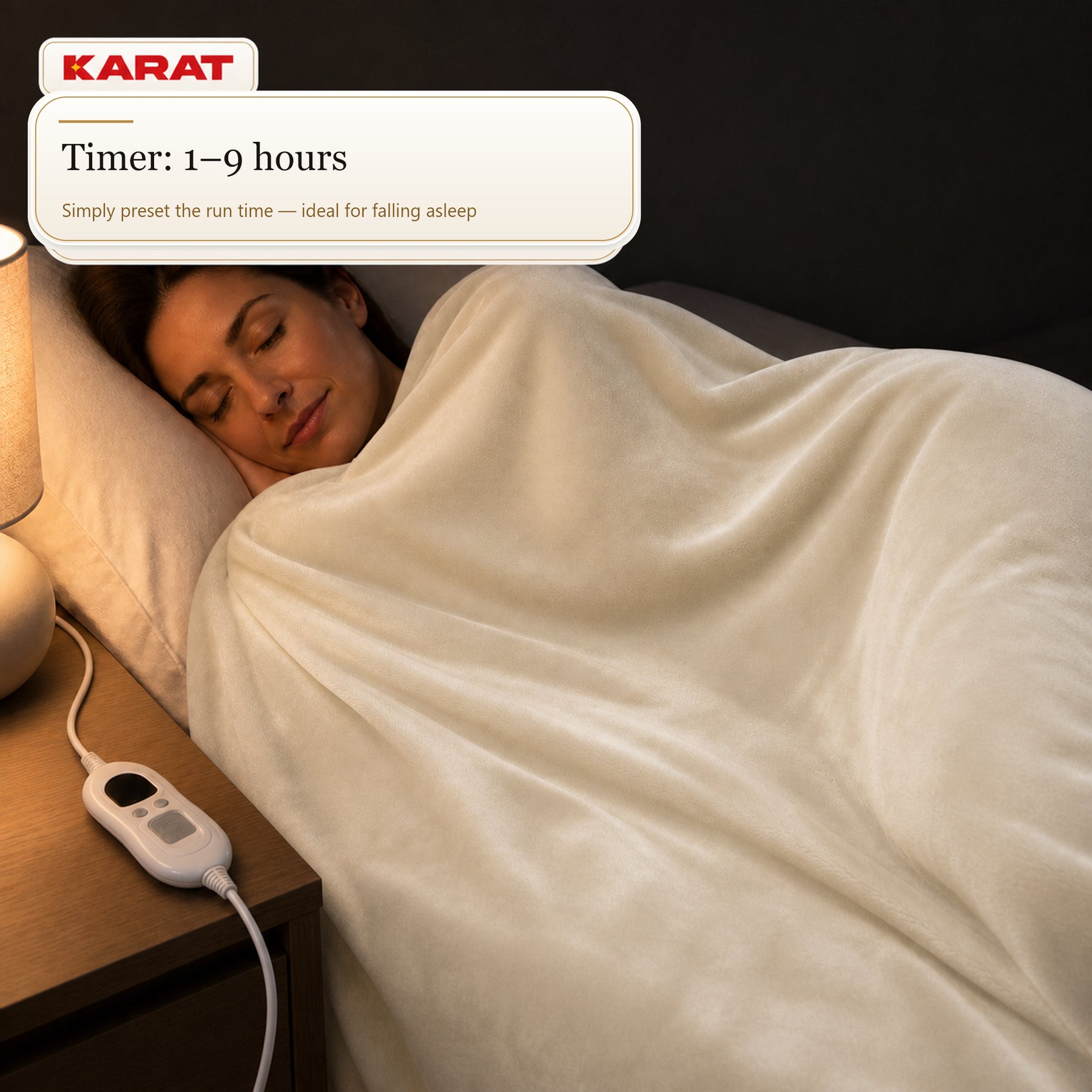 Electric Heated Blanket | Borea | 6 Heat Settings up to 55 °C, LCD Controller & Timer | 3 Sizes & 7 Colours