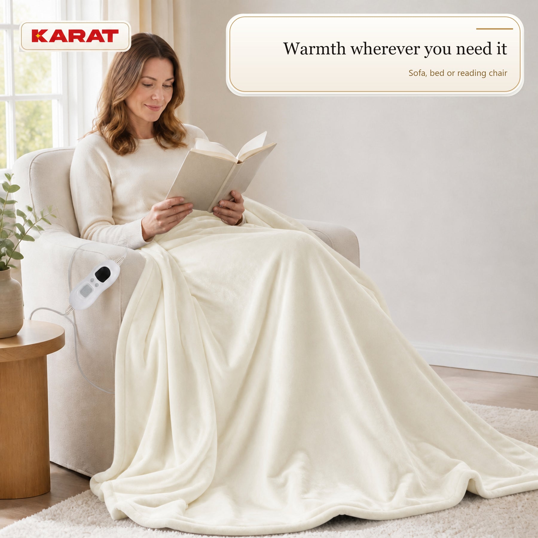 Electric Heated Blanket | Borea | 6 Heat Settings up to 55 °C, LCD Controller & Timer | 3 Sizes & 7 Colours