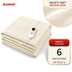 Electric Heated Blanket | Borea | 6 Heat Settings up to 55 °C, LCD Controller & Timer | 3 Sizes & 7 Colours
