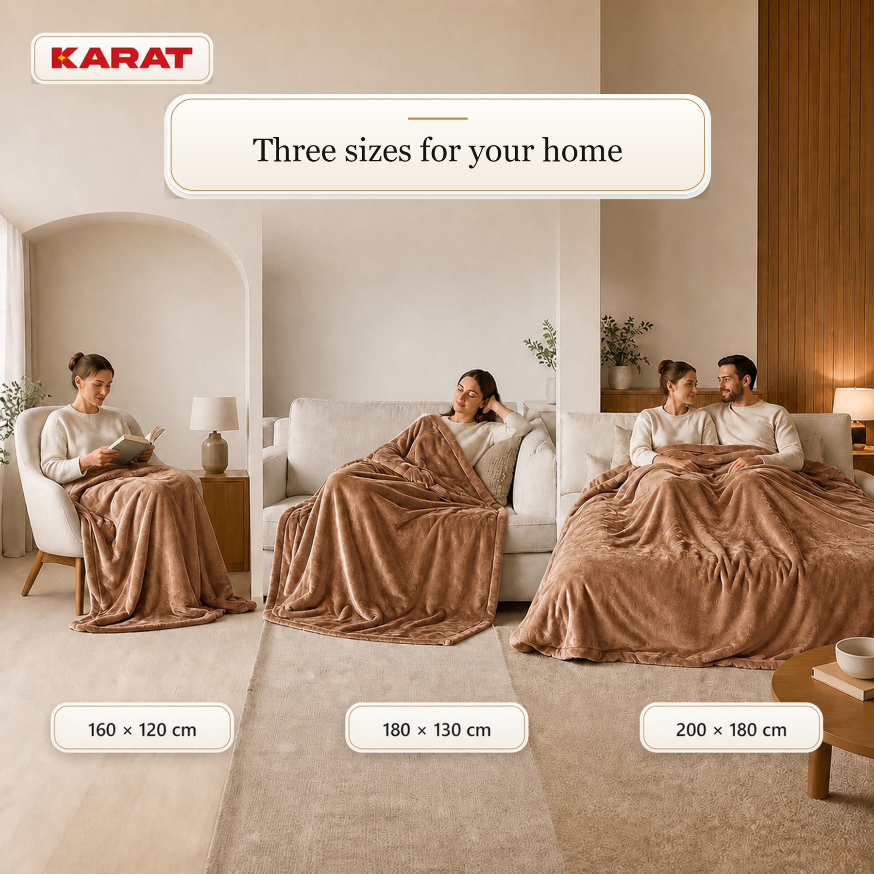 Electric Heated Blanket | Borea | 6 Heat Settings up to 55 °C, LCD Controller & Timer | 3 Sizes & 7 Colours