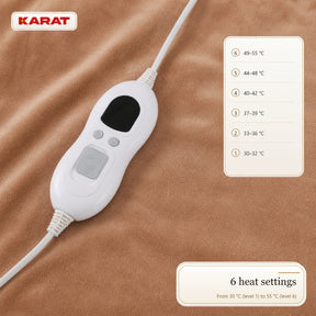 Electric Heated Blanket | Borea | 6 Heat Settings up to 55 °C, LCD Controller & Timer | 3 Sizes & 7 Colours