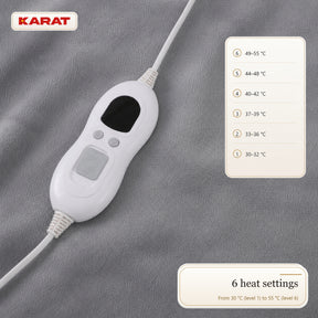 Electric Heated Blanket | Borea | 6 Heat Settings up to 55 °C, LCD Controller & Timer | 3 Sizes & 7 Colours