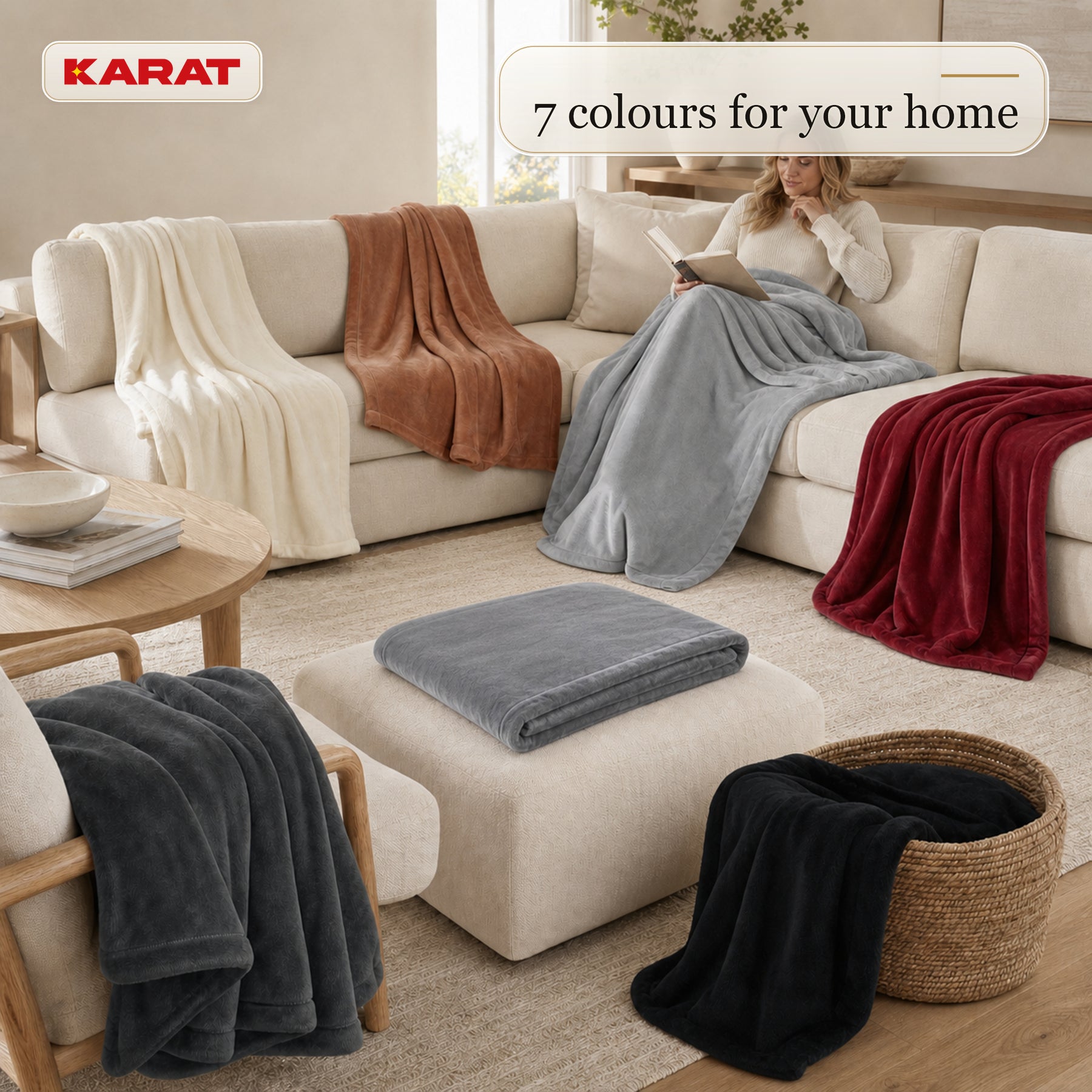 Electric Heated Blanket | Borea | 6 Heat Settings up to 55 °C, LCD Controller & Timer | 3 Sizes & 7 Colours