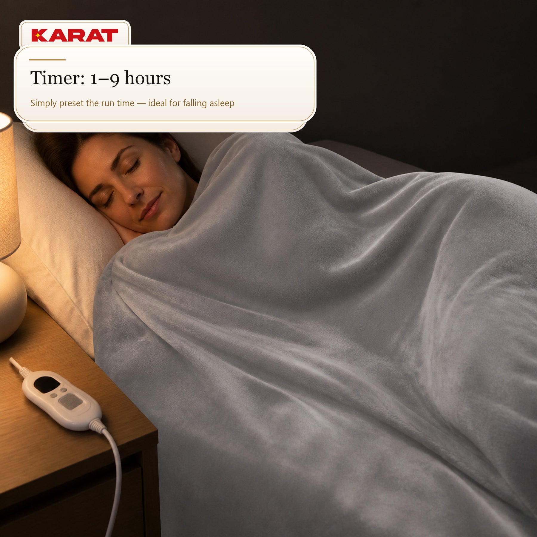 Electric Heated Blanket | Borea | 6 Heat Settings up to 55 °C, LCD Controller & Timer | 3 Sizes & 7 Colours