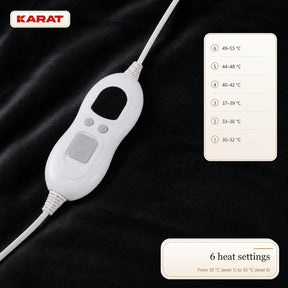 Electric Heated Blanket | Borea | 6 Heat Settings up to 55 °C, LCD Controller & Timer | 3 Sizes & 7 Colours