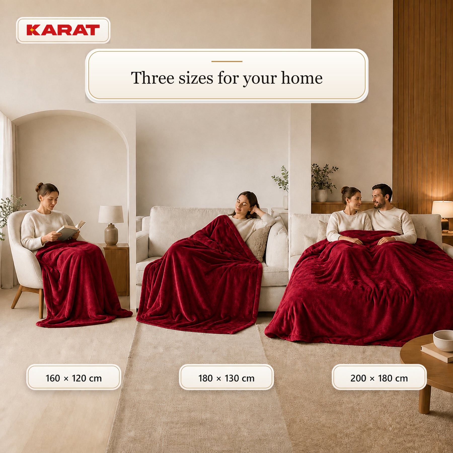 Electric Heated Blanket | Borea | 6 Heat Settings up to 55 °C, LCD Controller & Timer | 3 Sizes & 7 Colours