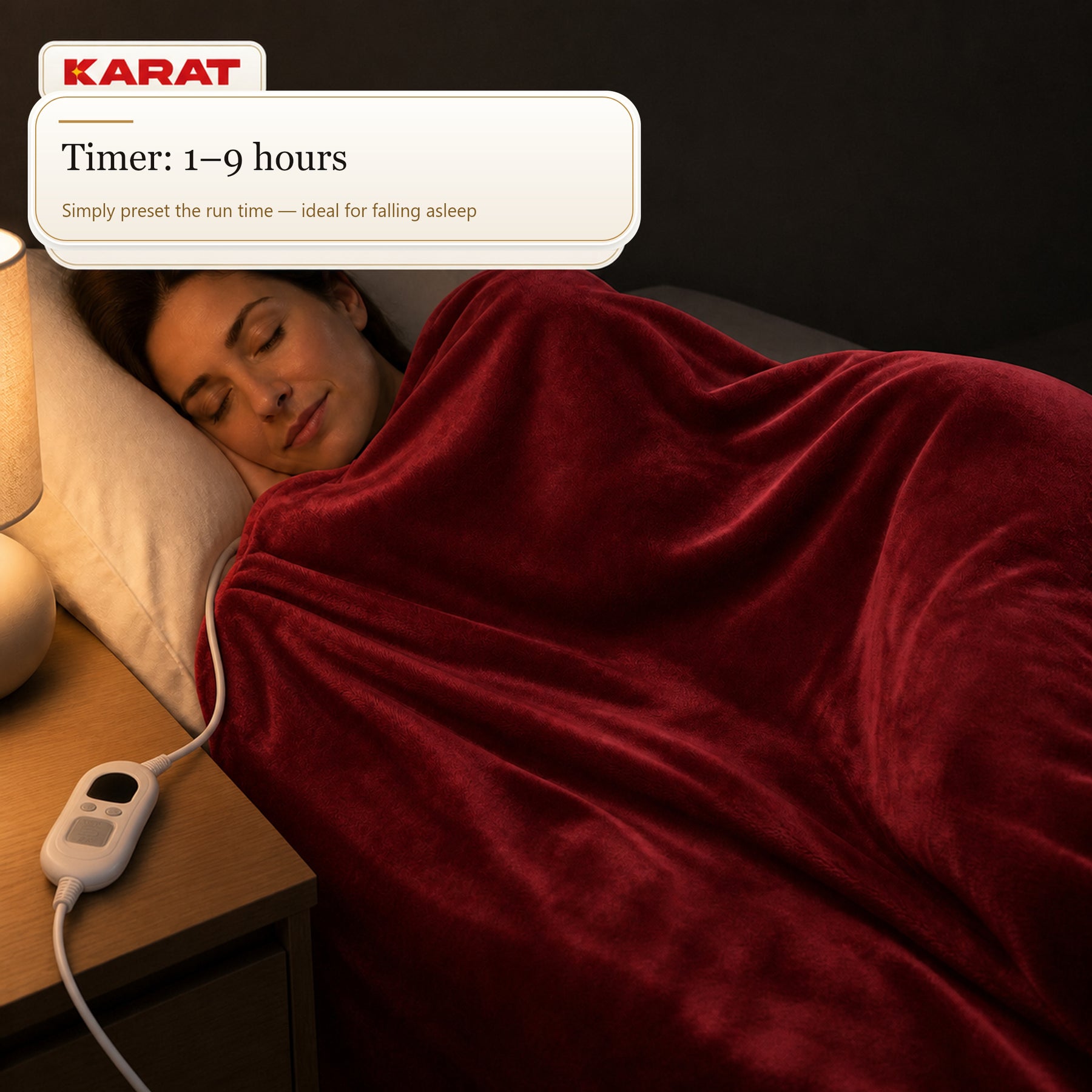 Electric Heated Blanket | Borea | 6 Heat Settings up to 55 °C, LCD Controller & Timer | 3 Sizes & 7 Colours