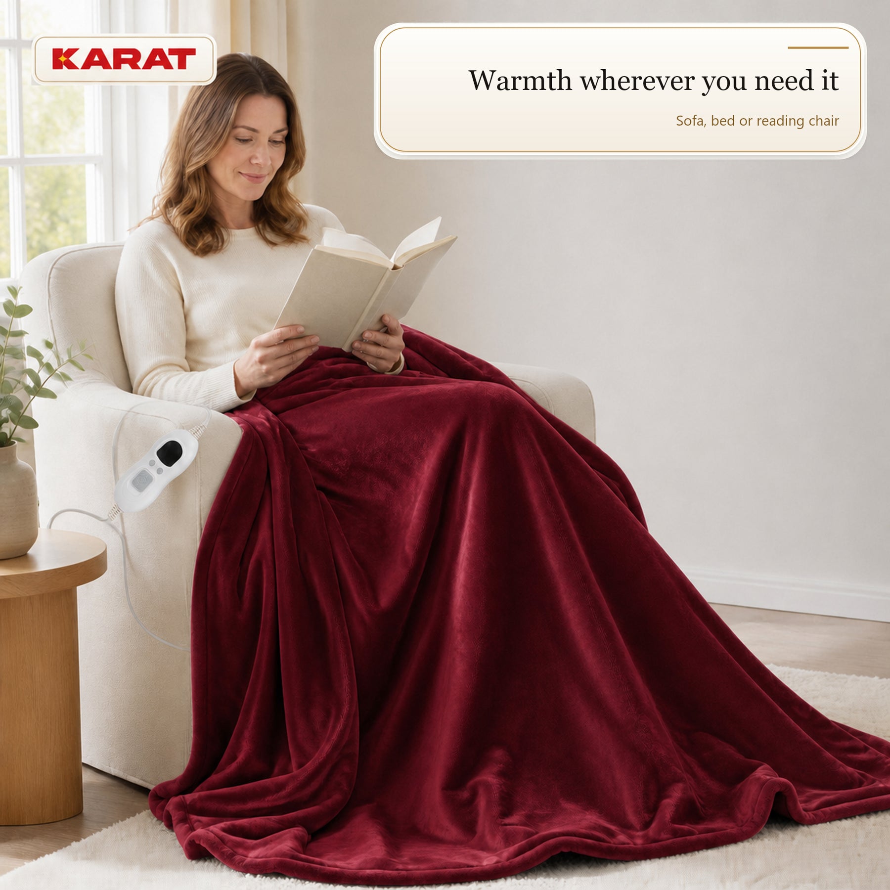 Electric Heated Blanket | Borea | 6 Heat Settings up to 55 °C, LCD Controller & Timer | 3 Sizes & 7 Colours