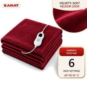 Electric Heated Blanket | Borea | 6 Heat Settings up to 55 °C, LCD Controller & Timer | 3 Sizes & 7 Colours