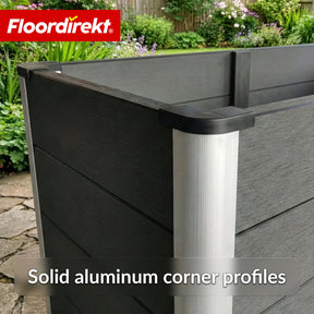 WPC Raised Garden Bed | Delos | 150 x 70 x 75 cm | Extra Stable with Support Bar | Anthracite | Aluminum Corner Profiles