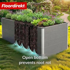 WPC Raised Garden Bed | Kasos | 150 x 70 x 75 cm | Anthracite | Weatherproof, back-friendly & durable | Open base to prevent waterlogging