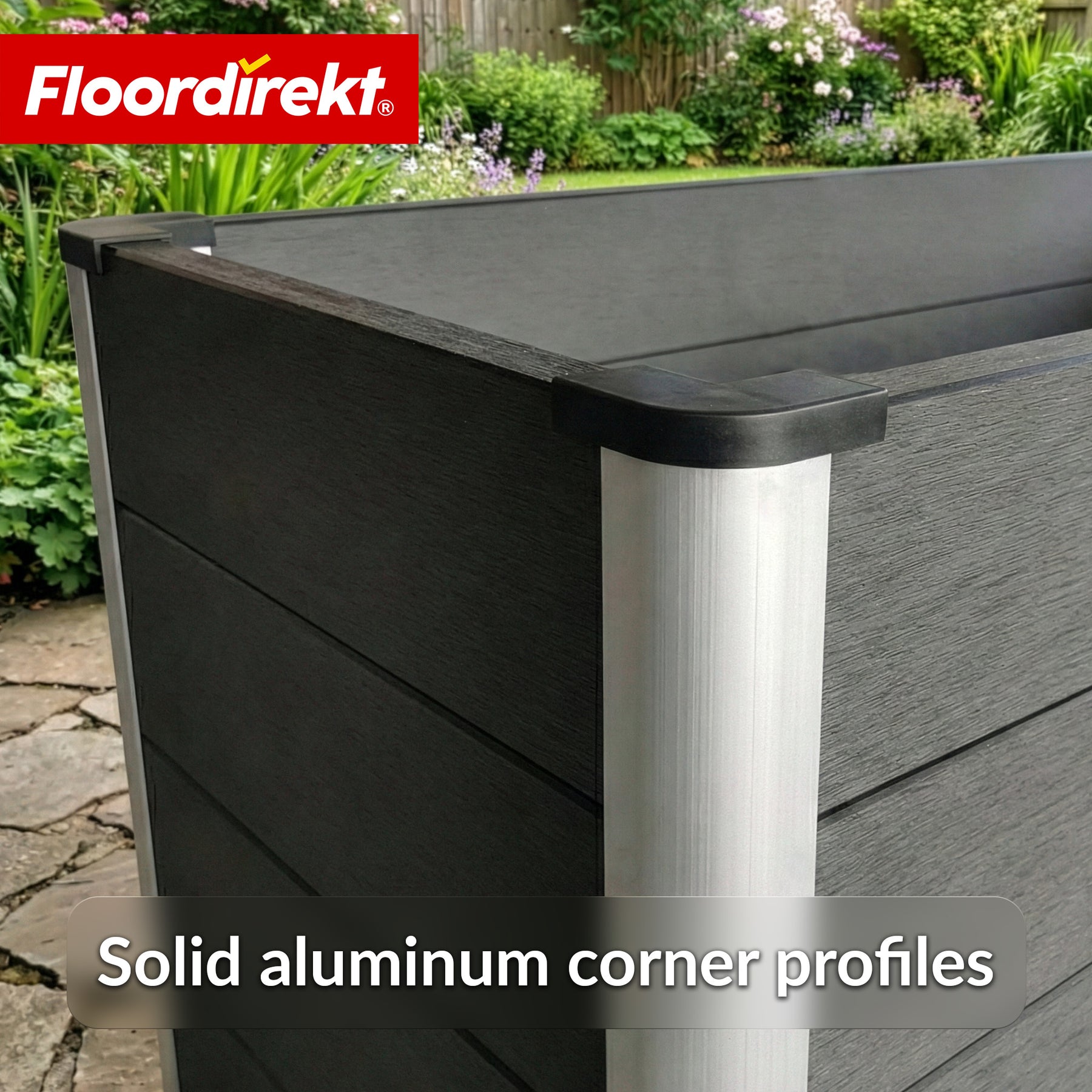 WPC Raised Garden Bed | Kasos | 150 x 70 x 75 cm | Anthracite | Weatherproof, back-friendly & durable | Open base to prevent waterlogging