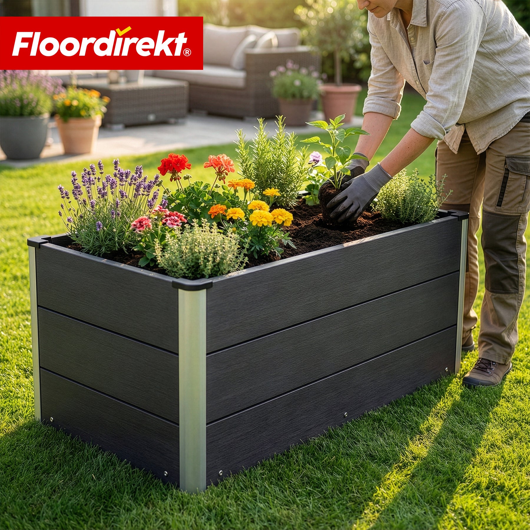 WPC Raised Garden Bed | Paros | Anthracite | Weather-Resistant & Durable | For Garden & Terrace | Multiple Sizes