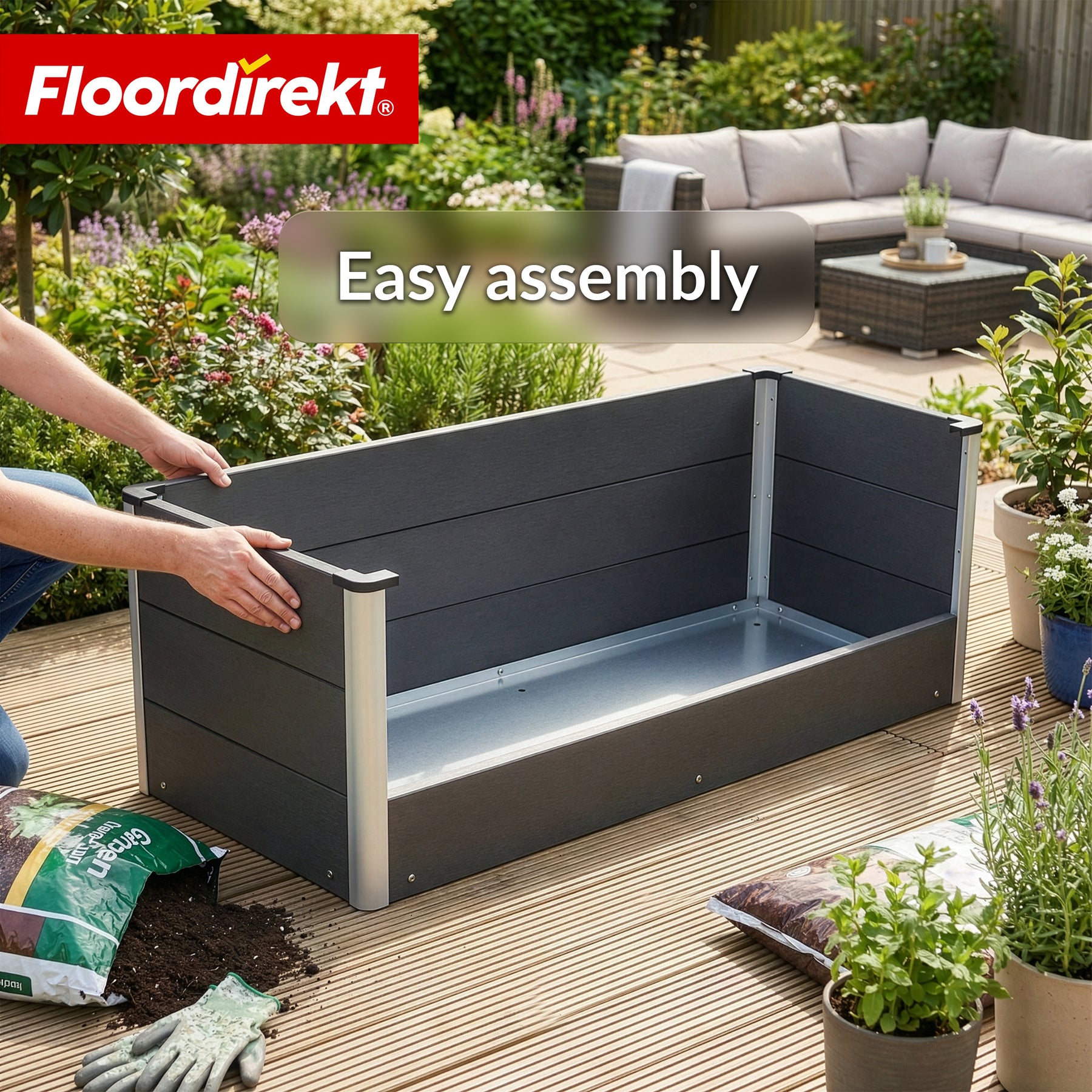 WPC Raised Garden Bed | Paros | Anthracite | Weather-Resistant & Durable | For Garden & Terrace | Multiple Sizes