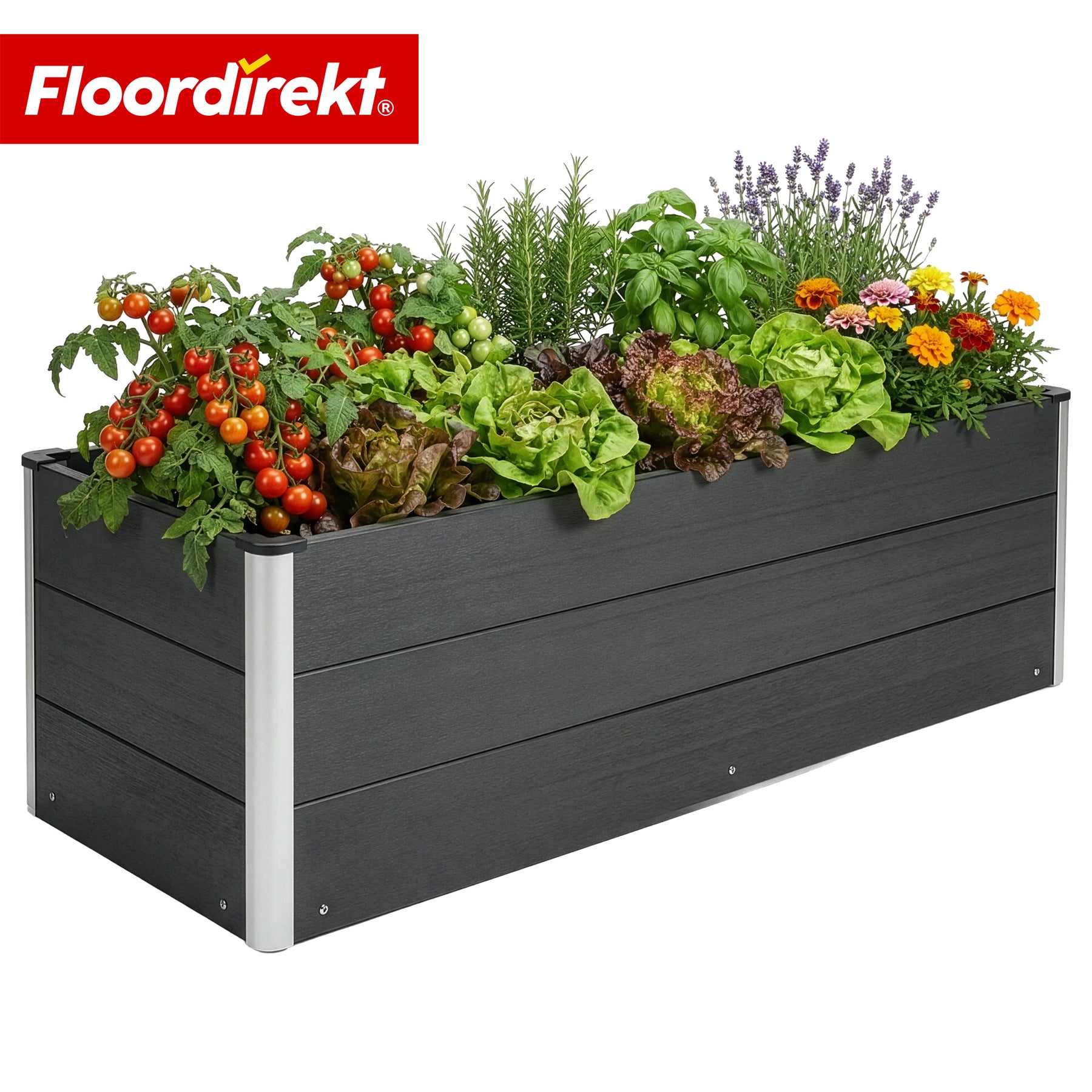 WPC Raised Garden Bed | Paros | Anthracite | Weather-Resistant & Durable | For Garden & Terrace | Multiple Sizes
