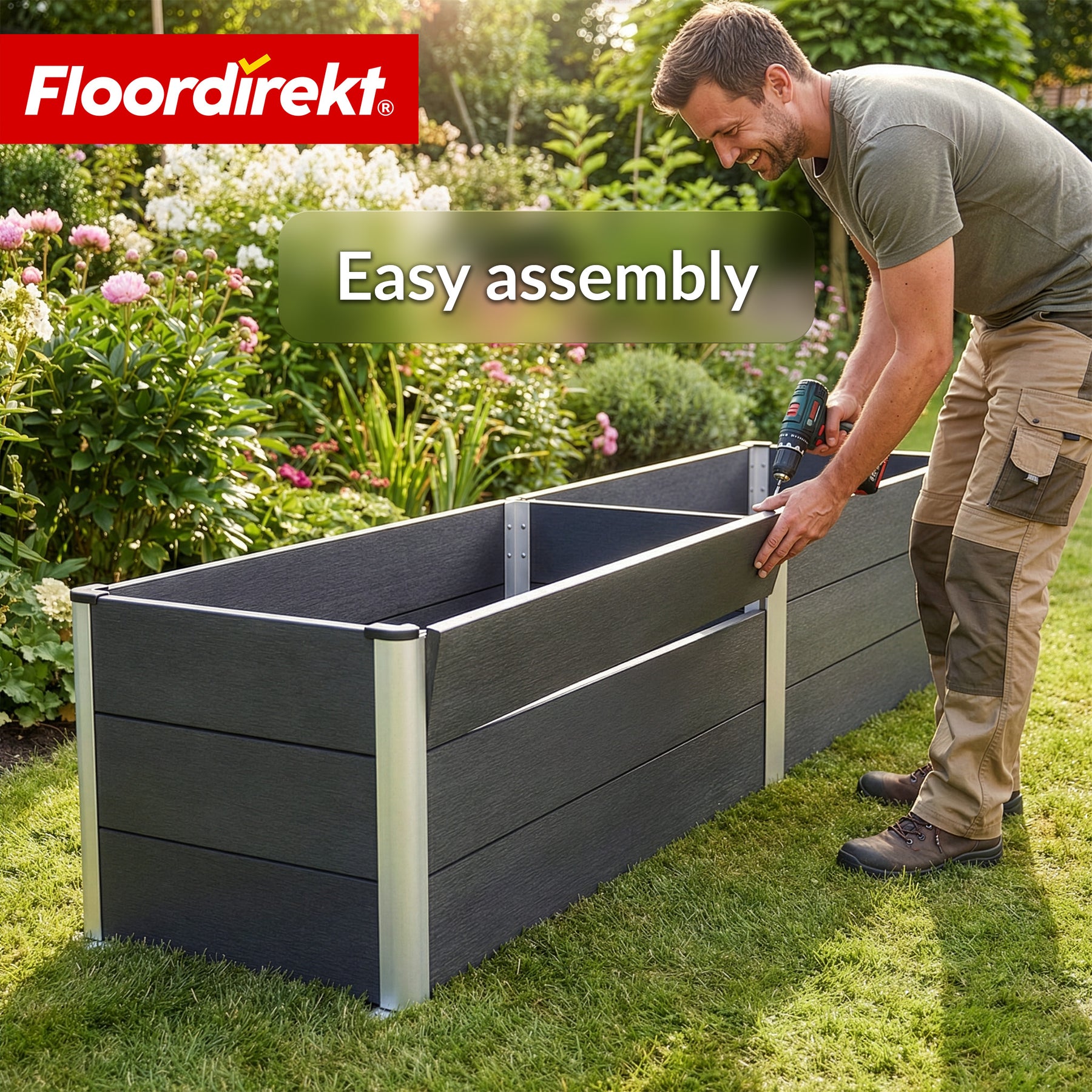 WPC Raised Garden Bed | Paros | Anthracite | Weather-Resistant & Durable | For Garden & Terrace | Multiple Sizes