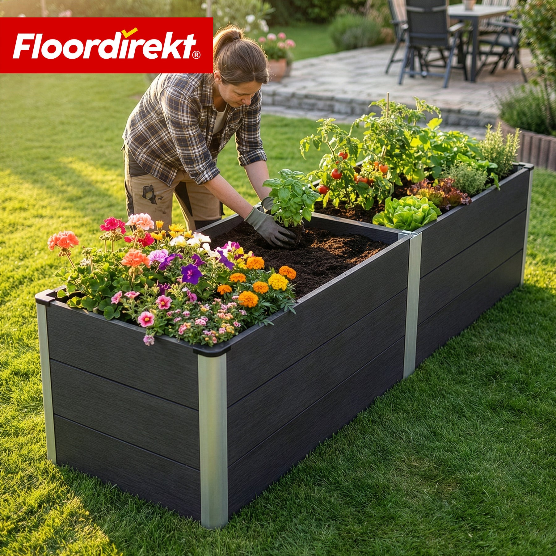 WPC Raised Garden Bed | Paros | Anthracite | Weather-Resistant & Durable | For Garden & Terrace | Multiple Sizes