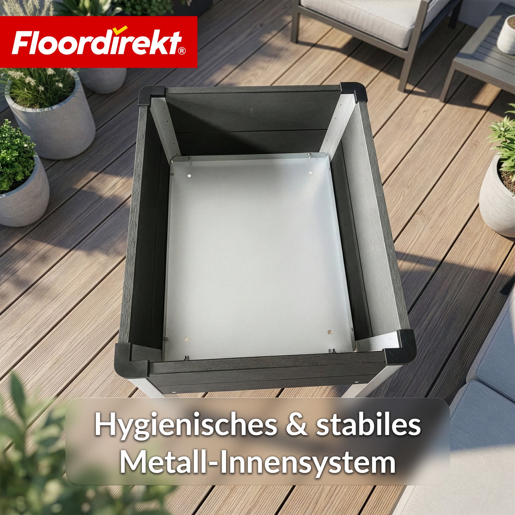 WPC Raised Garden Bed | Salina | Anthracite | Raised Planter on Legs 60 x 50 x 90 cm | Weather-Resistant & Easy to Maintain