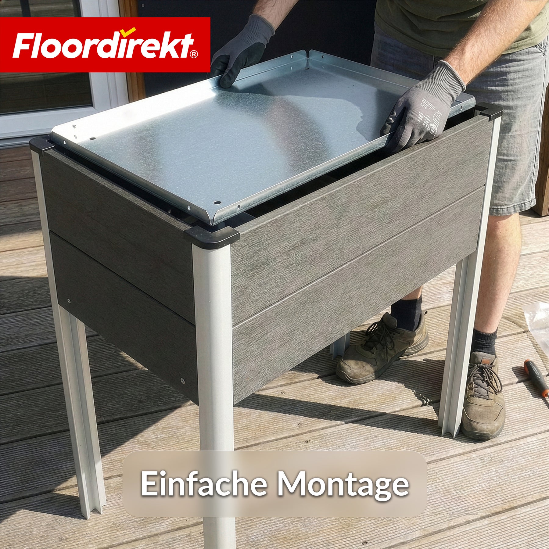 WPC Raised Garden Bed | Salina | Anthracite | Raised Planter on Legs 60 x 50 x 90 cm | Weather-Resistant & Easy to Maintain