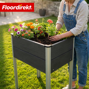WPC Raised Garden Bed | Salina | Anthracite | Raised Planter on Legs 60 x 50 x 90 cm | Weather-Resistant & Easy to Maintain